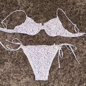 White and Blue Dotted Bikini